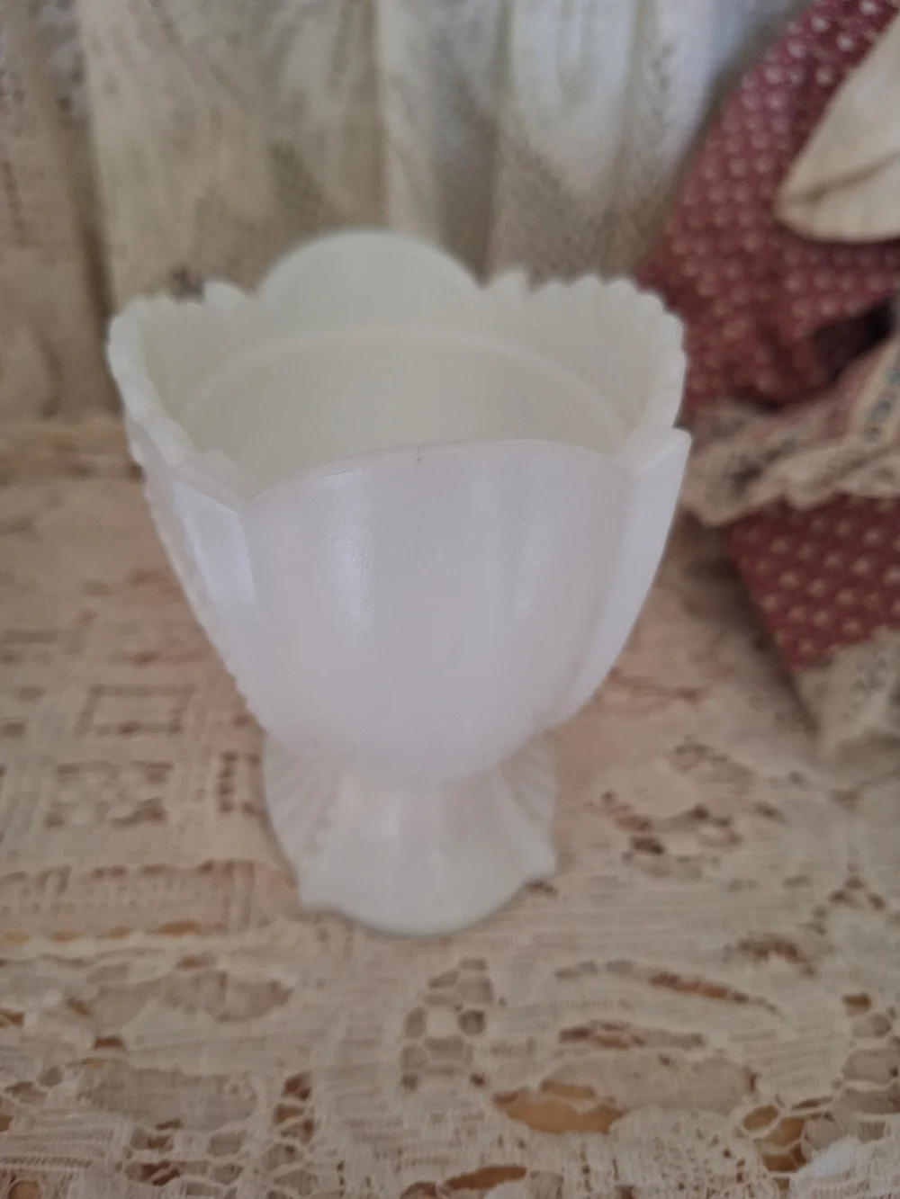 1960's Wesmoreland Milk Glass Sugar Bowl With Lid - Grape And Cerry Pattern